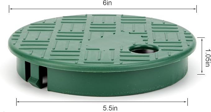 6 Pcs 6 Inch Round Valve Box Cover Lid Replacement for Outdoor Green Sprinkler System Irrigation Control Water System Lawn, Compatation with ID 5.5" OD 6" Sprinkler Valve Box