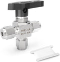 TAISHER 1PCS 304 Stainless Steel 3 Way Compression Tube Valve, 1/8" Tube OD x 1/8" Tube OD x 1/8" Tube OD Adapter