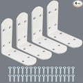 Alise 4Pcs Stainless Steel L Brackets for Shelves White, Small Floating Shelf Brackets, 90 Degree Right Angle Bracket, Heavy Duty Metal L Bracket Corner Brackets for Wood Furniture (3.35X3.35 in)