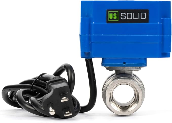 U.S. Solid 3/4" Motorized Ball Valve with US Plug 110VAC Stainless Steel Electrical Ball Valve,Auto Return, Normally Open