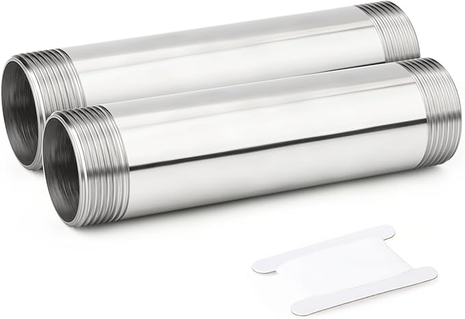 TAISHER 2PCS Stainless Steel Pipe Fittings, 1-1/2" NPT Male x 1-1/2" NPT Male Threaded, 6" Length Nipple Cast Pipe