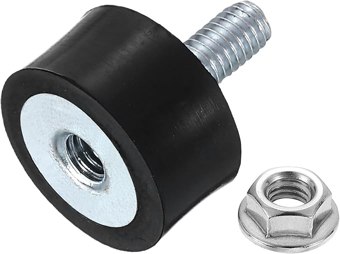 uxcell M4 Rubber Mounts, 1Pcs 15x8mm(DxH) Rubber Cylindrical Anti Vibration Isolator Shock Absorber with Lock Nut for Car Bobbin Generator Air Compressors