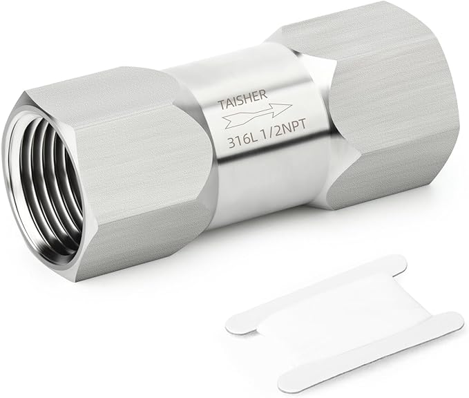 TAISHER 1PCS 316L Stainless Steel 1/2" NPT Female Check Valve,Backflow Prevention,One Way Non-Return Check Valves