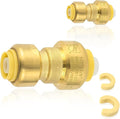 40-Pack HeSun Pushfit Coupling, 1/2"x3/8" Push to Connect Plumbing Fittings with Disconnect Clip, Brass Push-fit Fittings for PEX, Copper, CPVC, PE-RT Pipes(PF156-40)