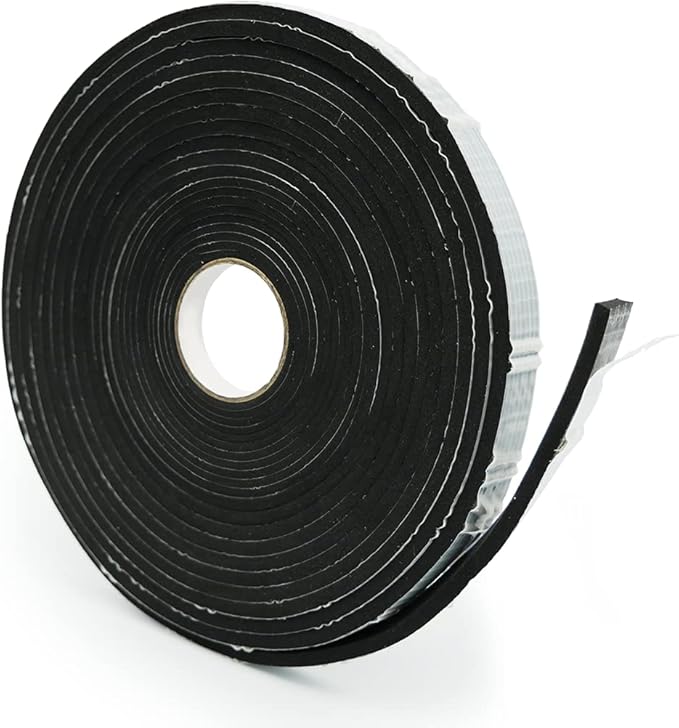 Alenor EPDM Black Foam Insulation Tape Self Adhesive 1/5"x1" x 50' Ft –Pack of 1- Weather Stripping for Doors & Windows,Soundproofing,Door Seal,Weatherstrip,Pipe Cooling,Air Conditioning Seal Strip