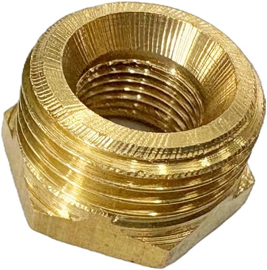 3/8" NPT Male x 1/8" NPT Female Brass Reducer Hex Bushing Threaded Pipe Fitting Reducing Adapter Pack of 2
