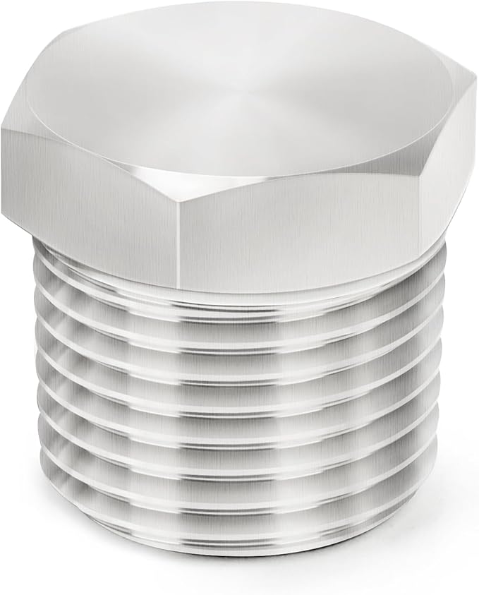 ChillWaves 304 Stainless Steel Pipe Fitting, Outer Hex Head Socket Pipe Plug Fitting，2" NPT Male，Thread Adapter(1-PACK)