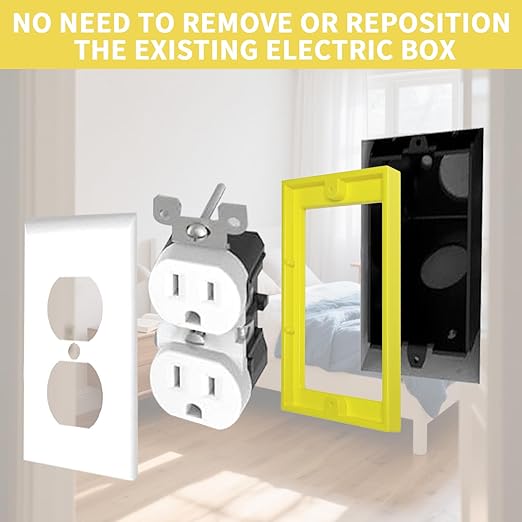 3 PCS 1/4" Single Gang Outlet Box Extenders with 6 Screws - Electrical Outlet Extender Receptacle Box Extenders for Electrical Outlet Switches, Yellow