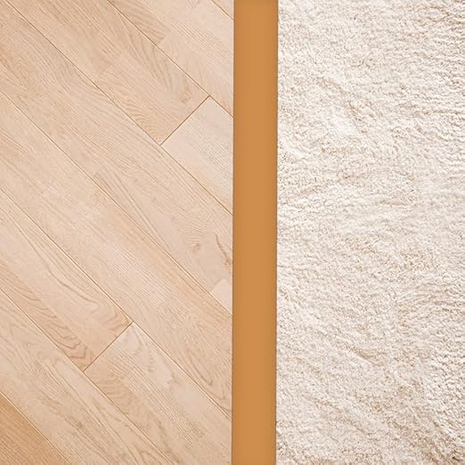 8Ft Floor Transition Strip, 3in Wide Self Adhesive Vinyl Threshold Strip for Joining Floor Gaps Wood Grain Design Tap(Brown)