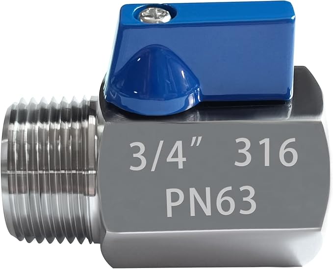 316 Stainless Steel Mini Ball Valve 3/4" NPT Female x Male Thread Shut Off Valve for Water,Oil and Gas(Pack of 2)