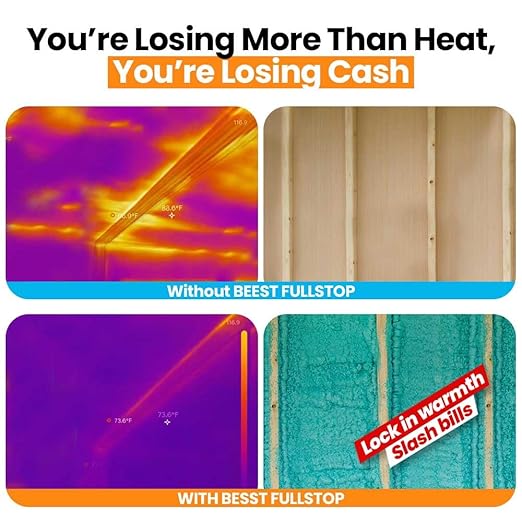 BEEST FullStop Spray Foam Insulation for Wall & Attic (20 Board ft/sq.ft) Perfect Heat & Acoustic Proofing for Reduced Energy Bills - One Component Polyurethane Foam Insulation Can - 1 Pack (26.8 oz)