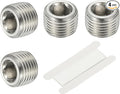 PATIKIL 1/8" NPT Male Internal Hex Pipe Fitting, 4 Pcs 304 Stainless Steel Pipe Plug Fitting Assortment Kit Countersunk Thread Head Socket Pipe Plug Fitting Adapter with Tape, Silver