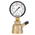 SENCTRL 0-30 Psi Gas Pressure Test Gauge, 2" Dial Size, 3/4" FNPT Connection, Brass Valve, Forged Brass Bell Shape Body Assembly