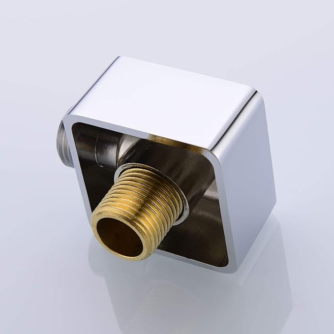 Brass Wall Supply Elbow, Nicmondo G 1/2” Square Shower Hose Connector, Drop Ell Wall-mounted Union Water Outlet for Handheld Shower Handshower, Chrome