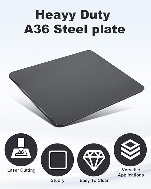 2 Pcs 10" x 10"x1/4" Steel Plate, A36 Square Hot Rolled Steel Base Plate, 1/4 Inch Thick Weldable Metal Plates for Structural Support and Industrial Use