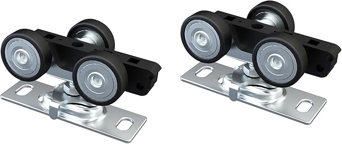 JUBEST Pocket Door Rollers Assembly, Commercial Grade Sliding Door Rollers Replacement, Top Mounted Pocket Door Hangers, 2 Pack