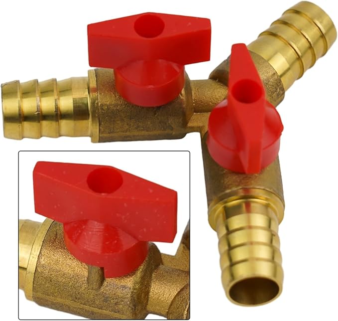 3-Way Brass Shut-Off Ball Valve for Fuel, Air, Water, and Gas, 12mm Hose Y-Style Pneumatic Plumbing Fitting