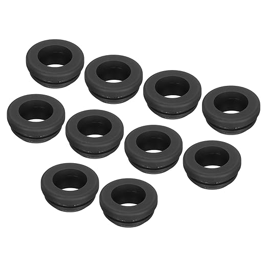 MECCANIXITY 20Pcs Snap Rubber Grommet Plug Mount Dia 12.5mm ID 9.5mm Narrow Groove Width 2mm Seal Anti-Scratch for Electrical Box Cable Pipes Black