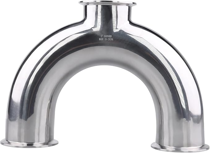 DERNORD 3 Way U Sanitary Ferrule Pipe Fittings Tri-Clamp Type Stainless Steel 304 (Pipe OD: 3 INCH)
