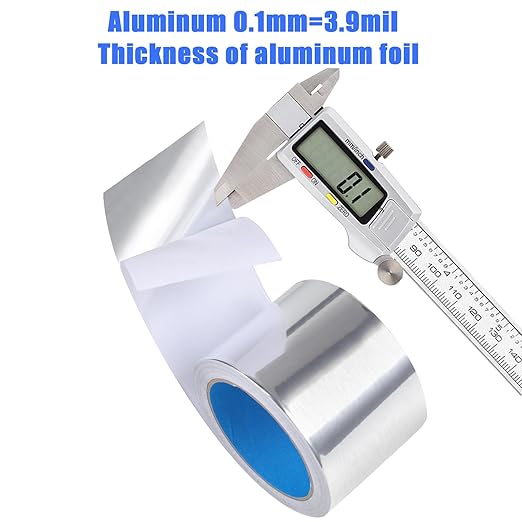 Romeda Aluminum Foil Tape, 3 inch x 65 Feet (3.9 mil), Insulation Adhesive Metal High Temperature Heavy Duty HVAC Tape, Silver for Ductwork, Dryer Vent, HVAC