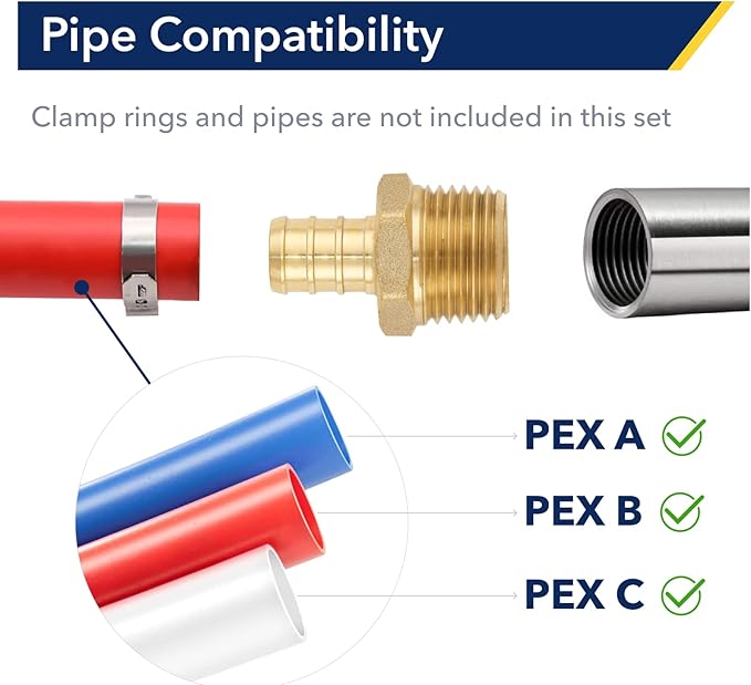 Brass Pipe Fitting 3/4 Male NPT * 3/4 PEX Adapter - Anti-Corrosion, Lead-Free, 5 Year Warranty, Easy Installation - Multiple Certifications for Plumbing Repairs (5Pack)