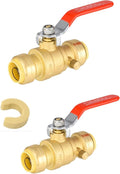 (Pack of 2) EFIELD 3/4 Inch Push-Fit Full Port Ball Valve with Drain, Disconnect Clip Tool, UPC Certified,(PF-VALVE069-2PCS)