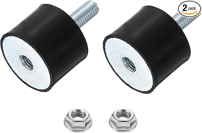 uxcell M10 Rubber Mounts, 2Pcs 40x30mm(DxH) Rubber Cylindrical Anti Vibration Isolator Shock Absorber with Lock Nut for Car Bobbin Generator Air Compressors