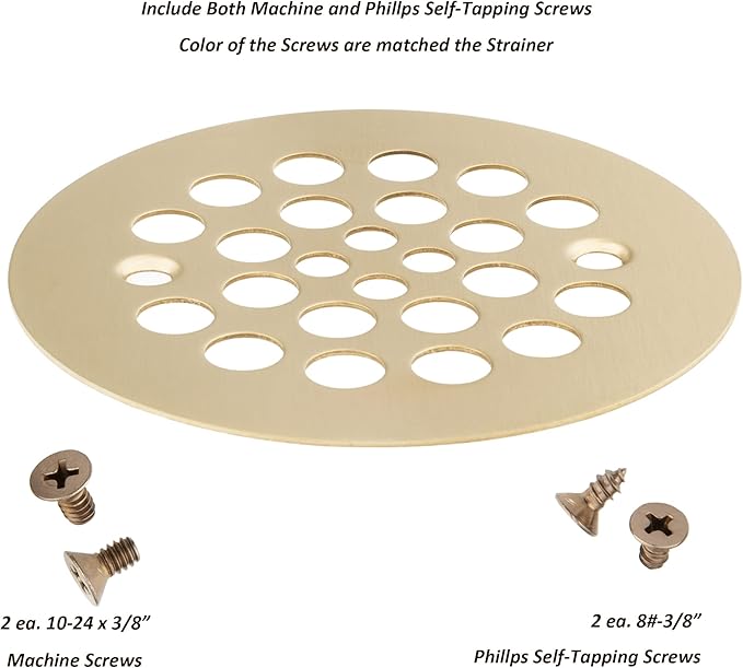 Artiwell 4-1/4“ Shower Strainer Drain Trim Set, Screw-in Shower Strainer Drain Cover, Plastic-Oddities Style Replacement Strainer Grid, Machine & Self-Tapping Screws Included (Champagne Bronze)