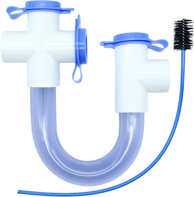 3/4 Inch PVC Condensate Trap ez trap hvac p trap with Cleaning Brush U Shaped Drain Pipe for HVAC Systems,，Effectively Drains Condensate 1PC