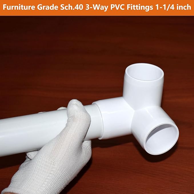 1-1/4" PVC Fittings 3 Way (10-Pack) Furniture Grade, Elbow Connector, Heavy Duty for DIY Furniture, Frames, UV Resistant - Compatible with 1-1/4" Schedule 40 PVC Pipes‌