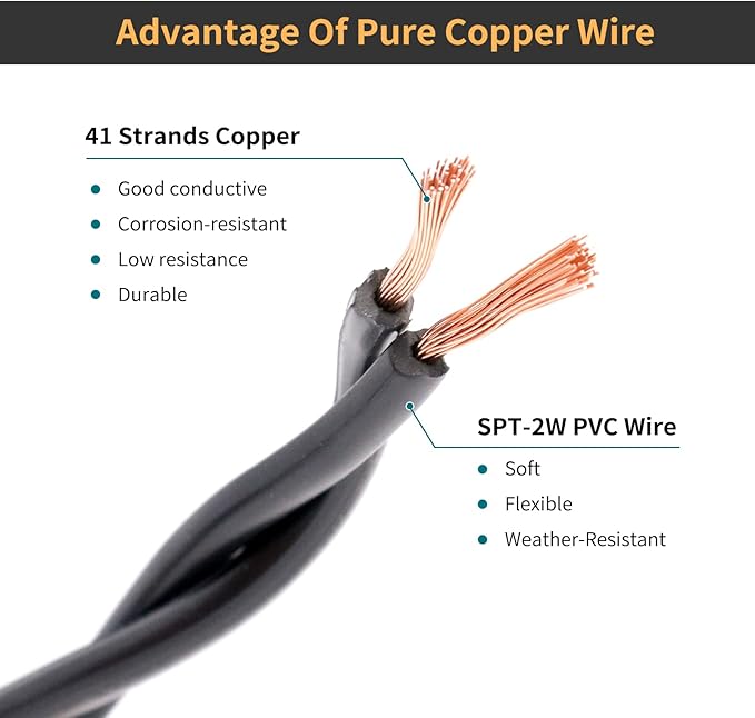 FIRMERST 14/2 Low Voltage Landscape Wire Outdoor Lighting Cable 260 Feet