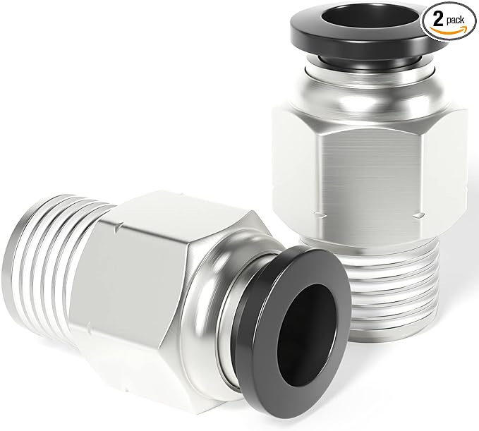 TAILONZ PNEUMATIC Male Straight 5/16 Inch Tube OD x 1/8 Inch NPT Thread Push to Connect Fittings PC-5/16-N1 (Pack of 2)