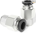 TAILONZ PNEUMATIC Male Straight 8mm Tube OD x 1/8 Inch NPT Thread Push to Connect Fittings PC8-N1 (Pack of 2)
