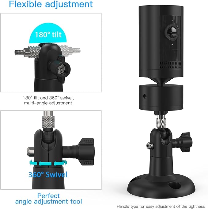 Adjustable Wall Mount Compatible with Pan Tilt Camera (1pack，Black)