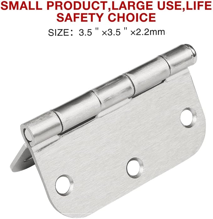 24 Pack Nickel Door Hinges Brushed Nickel 3 1/2 Interior Door Hinges Satin Nickel 3.5 Inch with 5/8” Radius Corners 3 ½"x 3 ½" Silver Hardware Controls JIW Garage Factory