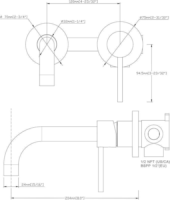 Sumerain Wall Mount Bathroom Faucets Brushed Nickel,Single Handle Wall Mount Faucet with Brass Rough-in Valve