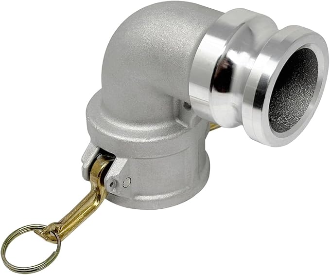 Gloxco Aluminum Type DA Cam and Groove Hose Fitting, 90 Degree Elbow, 2" Female Camlock x 2" Male Camlock (CAM-20-DA90-AL)