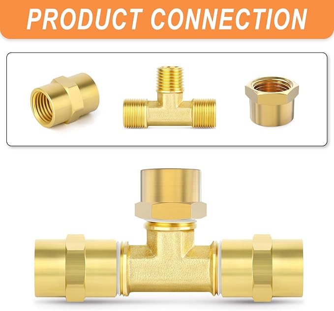 GASHER 3/8"NPT Brass Pipe Cap, NPT Female Thread Socket Pipe End Cap Plugs Fitting 10PCS