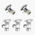 5-Pack GUOFIS Angle Stop Valve with Multi-Turn,1/2-Inch Nominal (5/8" OD) Compression x 3/8-Inch OD Compression Water Shut-off Valves(LF Brass Chrome Plate)(VALVE362)