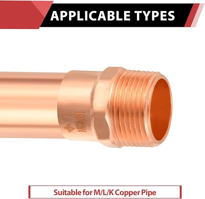 (Pack of 5) EFIELD 1-Inch Copper Male Adapter C x MNPT, LF Copper Plumbing Fittings with Sweat Solder X MNPT Connection (1-inch),(COPPER053)