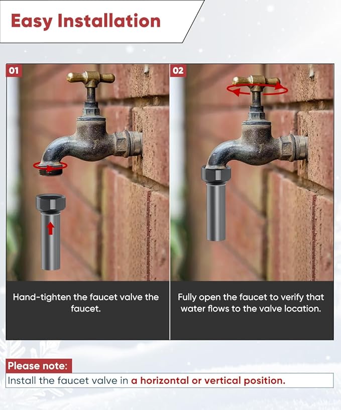 Outdoor Faucet Winter Freeze Protection Valve, Activates at Water Temperature Below 35.6°F/ 2°C, 3/4-Inch Thread Frost Proof Faucet Cover for for Garden, Lawn & Yard Spigot, Grey, 1Pack
