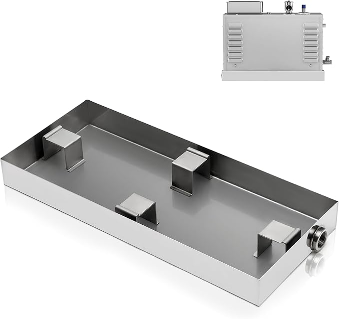 Mangoct|Replacement kohler K-5559-NA Drain Pan for Invigoration Series Steam Generators - Compatible with Models K-5525, K-5526, K-5529, K-5531, K-5539, K-5543 (Require 2) - Small Stainless Steel Base