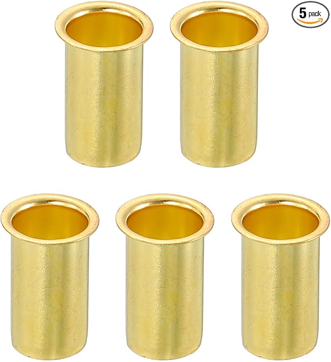 uxcell 5Pcs Fit for 8mm(5/16") Tube ID Brass Compression Fitting, Insert Tube Support Compression Sleeve Fitting, Sleeve Ferrules for Water Oil Air Pipe