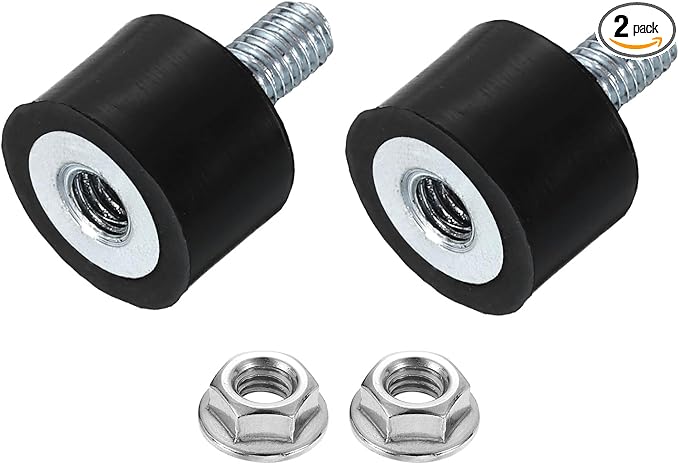 uxcell M5 Rubber Mounts, 2Pcs 15x10mm(DxH) Rubber Cylindrical Anti Vibration Isolator Shock Absorber with Lock Nut for Car Bobbin Generator Air Compressors