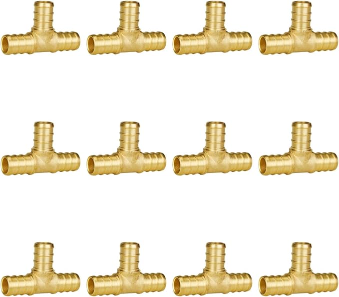 SUNGATOR 12-Pack 1/2" Pex Tee Fittings, Pex Fittings 1/2 Inch Tee, No Lead Brass, NSF, UPC Certified