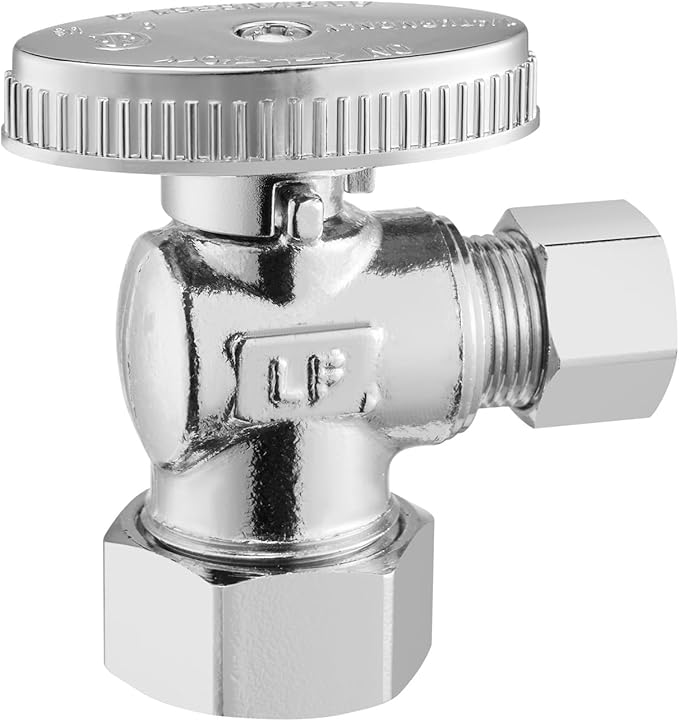VEVOR 10-Pack Angle Stop Valve, 1/4 Turn Water Shut Off Valves, 1/2" Nominal (5/8" OD) Compression Inlet x 3/8" OD Compression Outlet Shutoff Valve for Bathroom Kitchen Toilet Shower Plumbing