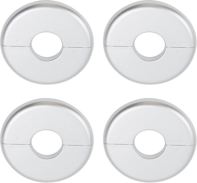 4 Pcs Wall Split Flange, ABS Round Self-Adhesive Escutcheon Plate Buckles Design for 1"/26mm,Silver