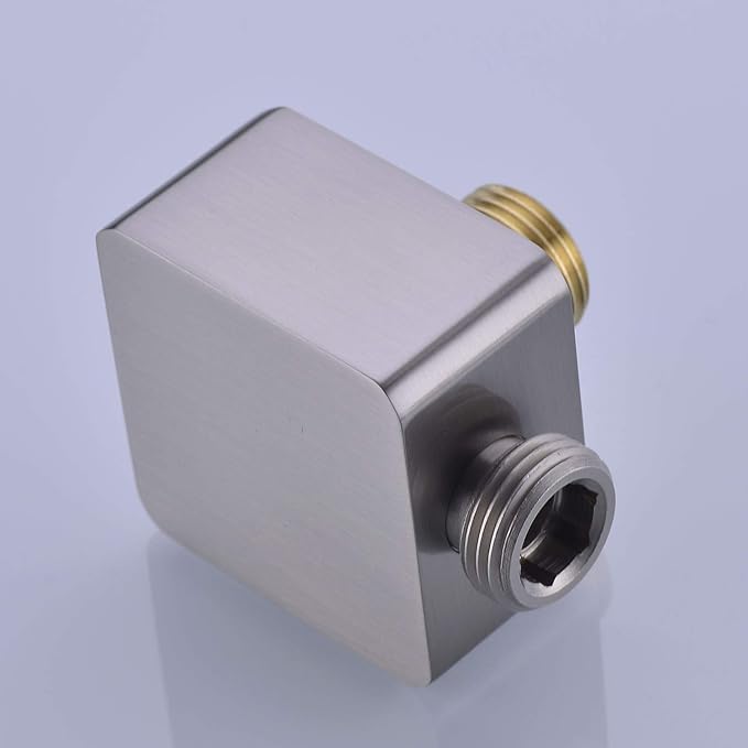 Brass Wall Supply Elbow, Nicmondo G1/2” Square Shower Hose Connector, Drop Ell Wall-mounted Union Water Outlet for Handheld Shower Handshower,Brushed Nickel