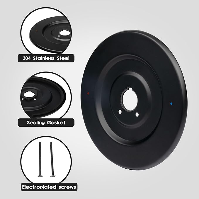 Escutcheon Replacement for Moen 16090 Chateau Collection, Shower Handle Cover Plate for One-Handle Tub and Shower Faucets (Black)