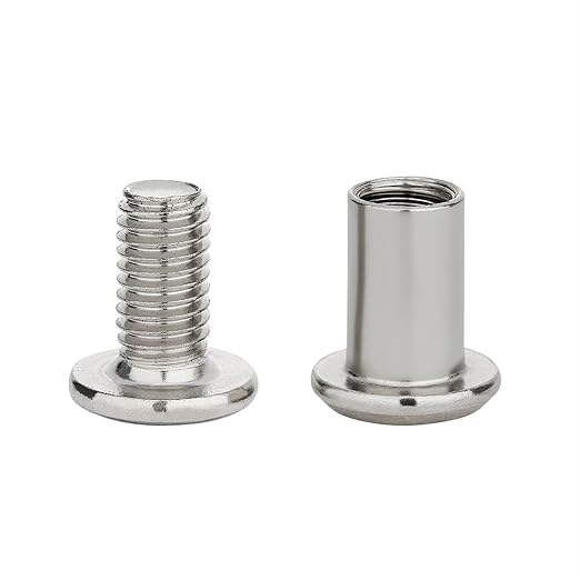 50Pcs M8x15mm Silver Furniture Bolts Barrel Nut & Bolt Set - Ideal for Industrial Machinery Repairs Offering Exceptional Strength(50, M8x15mm)